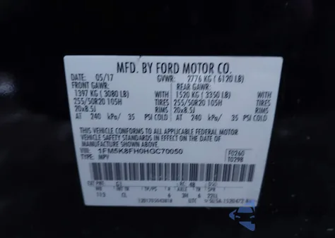 2017 Ford Explorer Limited z USA, uszkodzony, nr VIN 1FM5K8FH0HGC70050